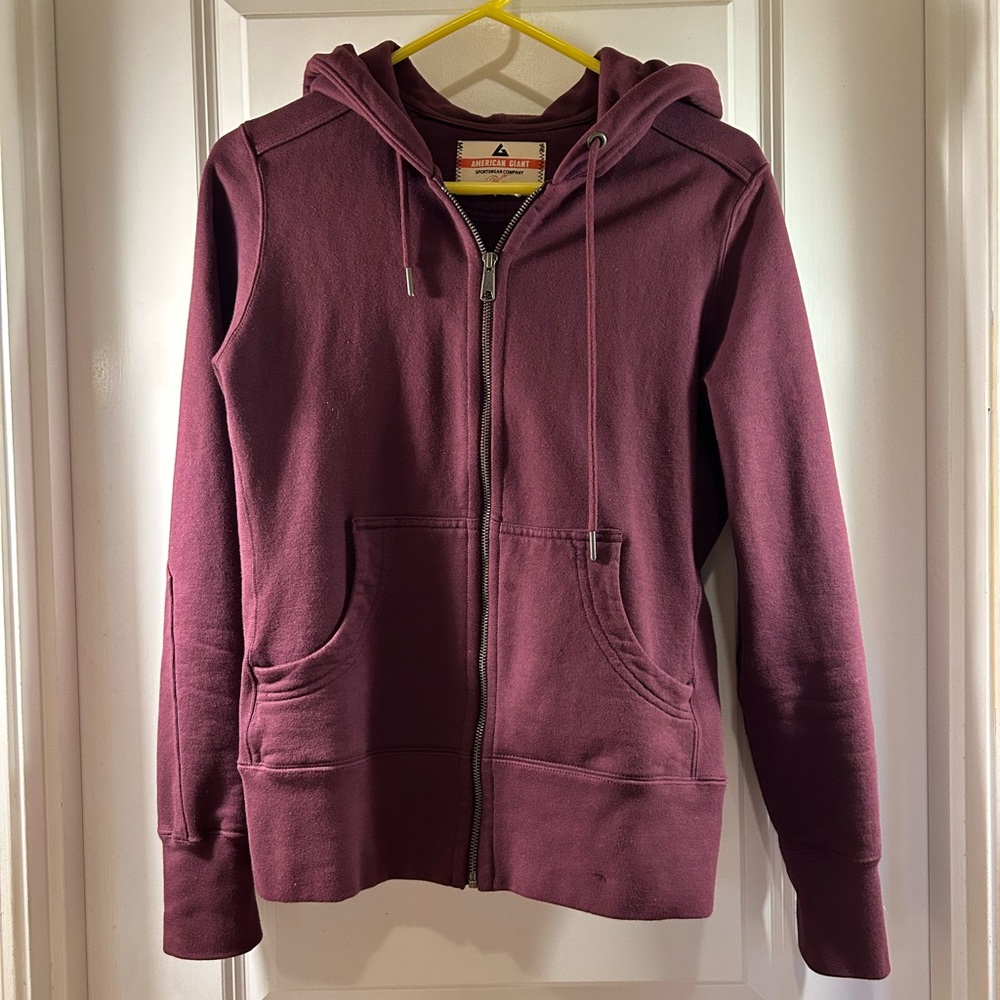 American Giant Classic Full Zip Hoodie  Burgundy.